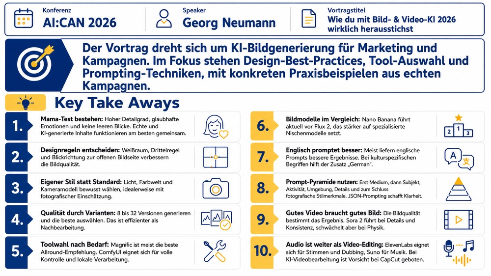 Key Take Aways – Georg Neumann: Wie du mit Bild- & Video-KI 2026 wirklich herausstichst